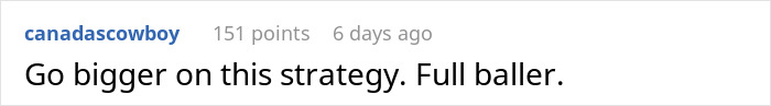 Reddit comment by canadascowboy suggesting to go bigger on strategy; encourages being a full baller. Reddit comment by canadascowboy suggesting to go bigger on strategy; encourages being a full baller.