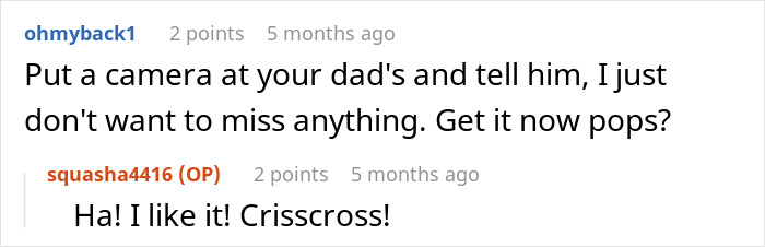 Reddit comments about vacation house security cameras and elderly father. Reddit comments about vacation house security cameras and elderly father.