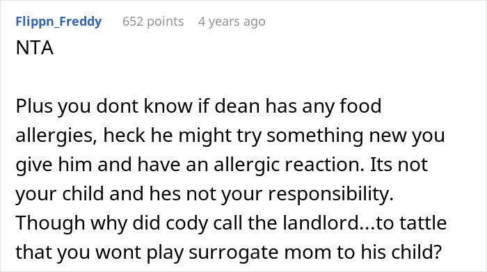Text discussing issues of housemate's child treating another as a mom, and conflict over landlord involvement. Text discussing issues of housemate's child treating another as a mom, and conflict over landlord involvement.