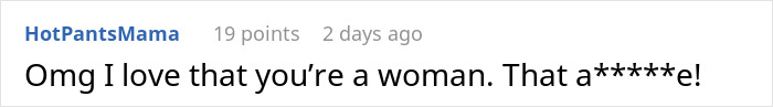 Screenshot of an online comment expressing surprise and strong language in response to a statement about gender.