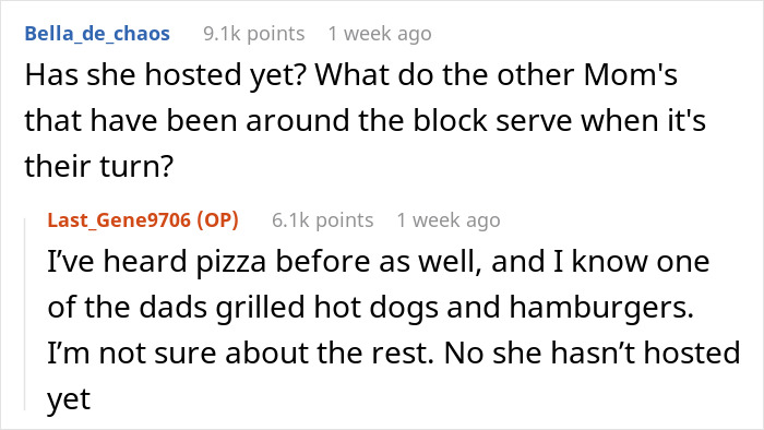 Text exchange about a mom criticized for serving pizza and snacks at a softball team sleepover. Text exchange about a mom criticized for serving pizza and snacks at a softball team sleepover.
