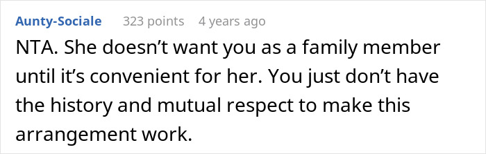 Comment on family conflict, discussing history and respect dynamics between MIL and DIL. Comment on family conflict, discussing history and respect dynamics between MIL and DIL.