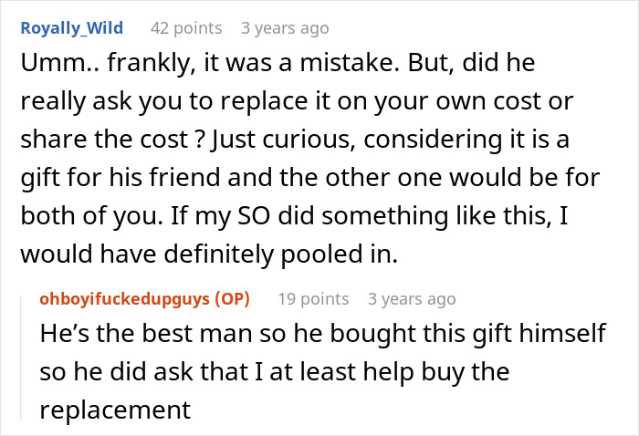 Reddit comment exchange discussing replacing a $500 aged scotch mistakenly consumed. Reddit comment exchange discussing replacing a $500 aged scotch mistakenly consumed.