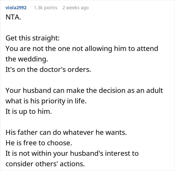 Discussion on husband's attendance at sister's wedding versus staying with expecting mom. Discussion on husband's attendance at sister's wedding versus staying with expecting mom.