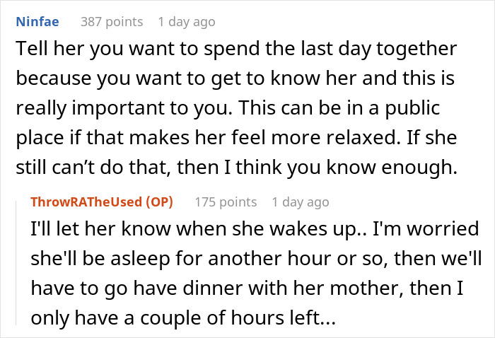 Conversation about expensive trip to see a long-distance girlfriend with scheduling concerns. Conversation about expensive trip to see a long-distance girlfriend with scheduling concerns.