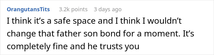 Comment on father-son bond, highlighting trust and safe space. Comment on father-son bond, highlighting trust and safe space.