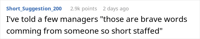 Comment on short-staffed managers criticizing team player commitment. Comment on short-staffed managers criticizing team player commitment.