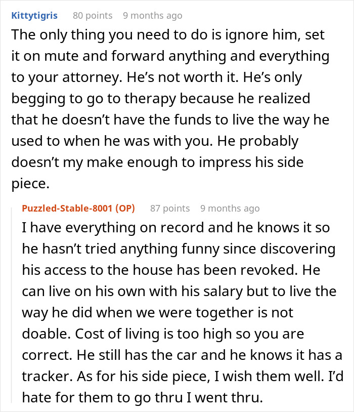 Chat comments discussing a partner plotting against his fiancée and therapy. Chat comments discussing a partner plotting against his fiancée and therapy.