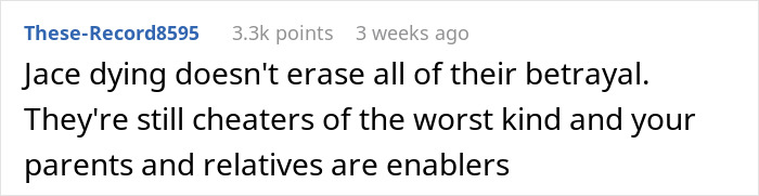 Reddit comment about betrayal after a man's death, refusing to rekindle a sisterly relationship. Reddit comment about betrayal after a man's death, refusing to rekindle a sisterly relationship.