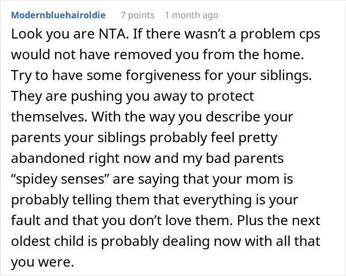 Comment discussing CPS involvement with family issues, sibling dynamics, and parental influence. Comment discussing CPS involvement with family issues, sibling dynamics, and parental influence.
