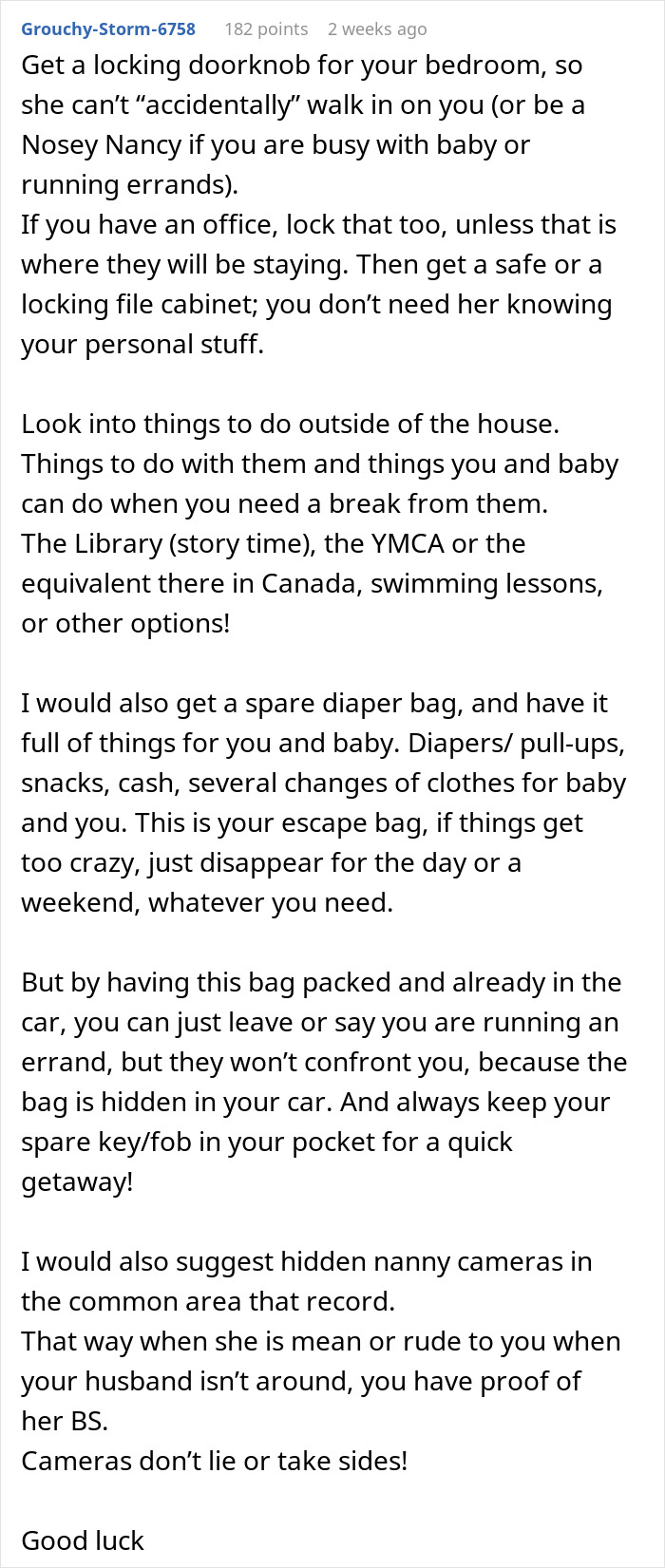 Discussion on preparing escape plans and privacy measures for staying with MIL. Discussion on preparing escape plans and privacy measures for staying with MIL.