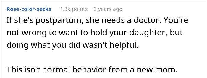 Reddit comment discussing postpartum issues in a newborn bedroom context. Reddit comment discussing postpartum issues in a newborn bedroom context.