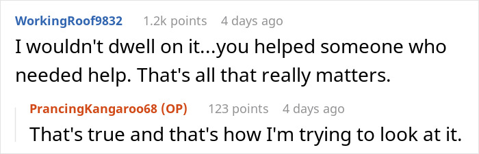 Reddit comments discussing the impact of a good deed turning into a charity event. Reddit comments discussing the impact of a good deed turning into a charity event.