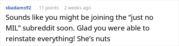 Comment about MIL interference in wedding menu fix, mentioning subreddit. Comment about MIL interference in wedding menu fix, mentioning subreddit.