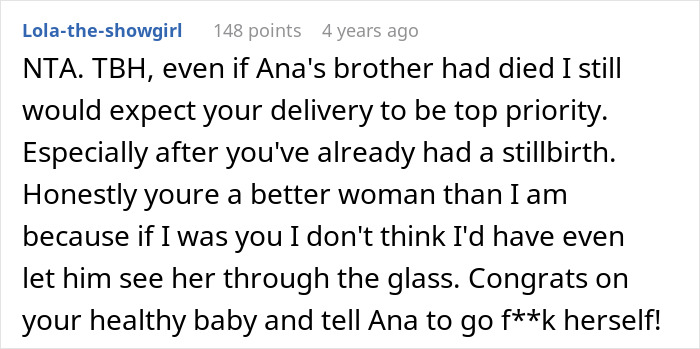 Comment screenshot discussing husband's choice of female friend over child birth. Comment screenshot discussing husband's choice of female friend over child birth.