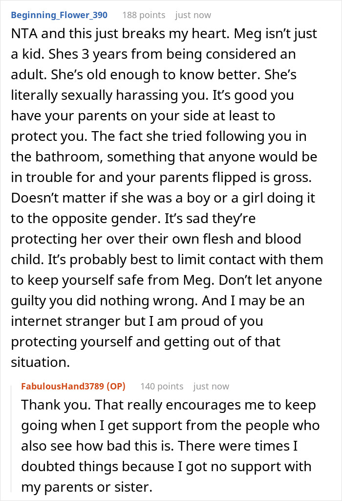 Text exchange about harassment, with advice to protect oneself and appreciation for support. Text exchange about harassment, with advice to protect oneself and appreciation for support.