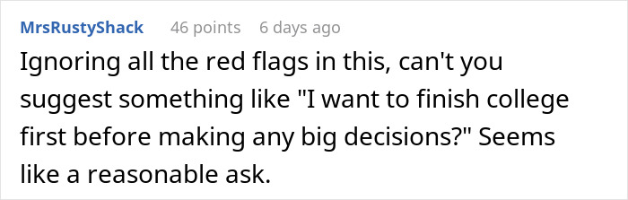 Comment discussing relationship advice related to a sugar daddy proposal. Comment discussing relationship advice related to a sugar daddy proposal.