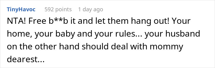 Comment supporting woman breastfeeding freely at home despite MIL's rude remarks. Comment supporting woman breastfeeding freely at home despite MIL's rude remarks.