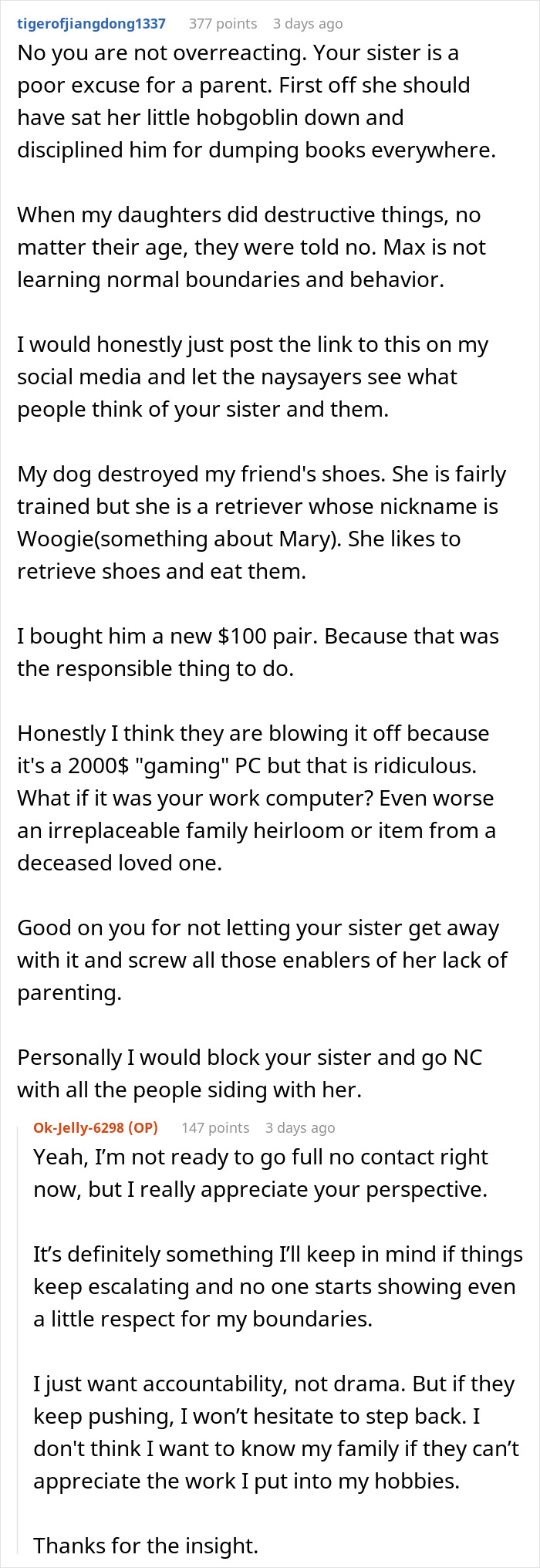 Reddit thread about woman’s regret over sister's visit causing $2,000 damages and family drama. Reddit thread about woman’s regret over sister's visit causing $2,000 damages and family drama.