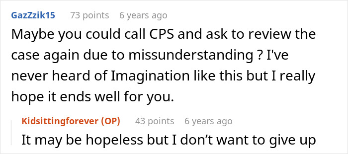 Reddit comments about a woman asking a friend to babysit, with focus on CPS involvement and perseverance. Reddit comments about a woman asking a friend to babysit, with focus on CPS involvement and perseverance.