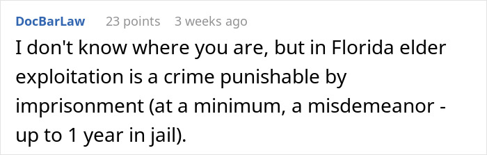 Comment on elder exploitation law in Florida involving imprisonment for the crime. Comment on elder exploitation law in Florida involving imprisonment for the crime.