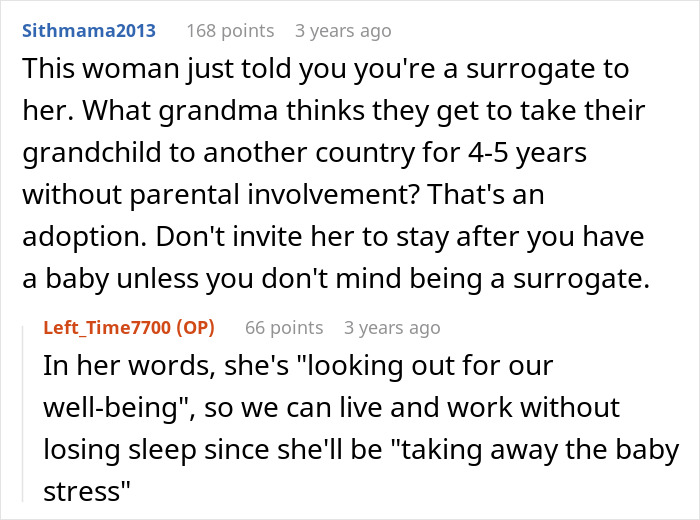 Reddit comments discussing a MIL's unsettling baby comment about taking the baby, causing concern. Reddit comments discussing a MIL's unsettling baby comment about taking the baby, causing concern.