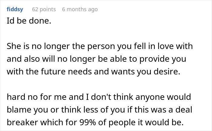 Comment discussing challenges and emotions after a wife came out as trans, expressing uncertainty about the future. Comment discussing challenges and emotions after a wife came out as trans, expressing uncertainty about the future.