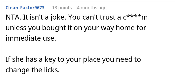 Reddit comment discussing trust issues related to birth control and suggesting precautions. Reddit comment discussing trust issues related to birth control and suggesting precautions.
