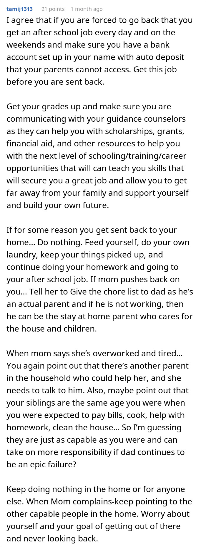 Text screenshot about a 16-year-old being made man of the house despite father present. Text screenshot about a 16-year-old being made man of the house despite father present.