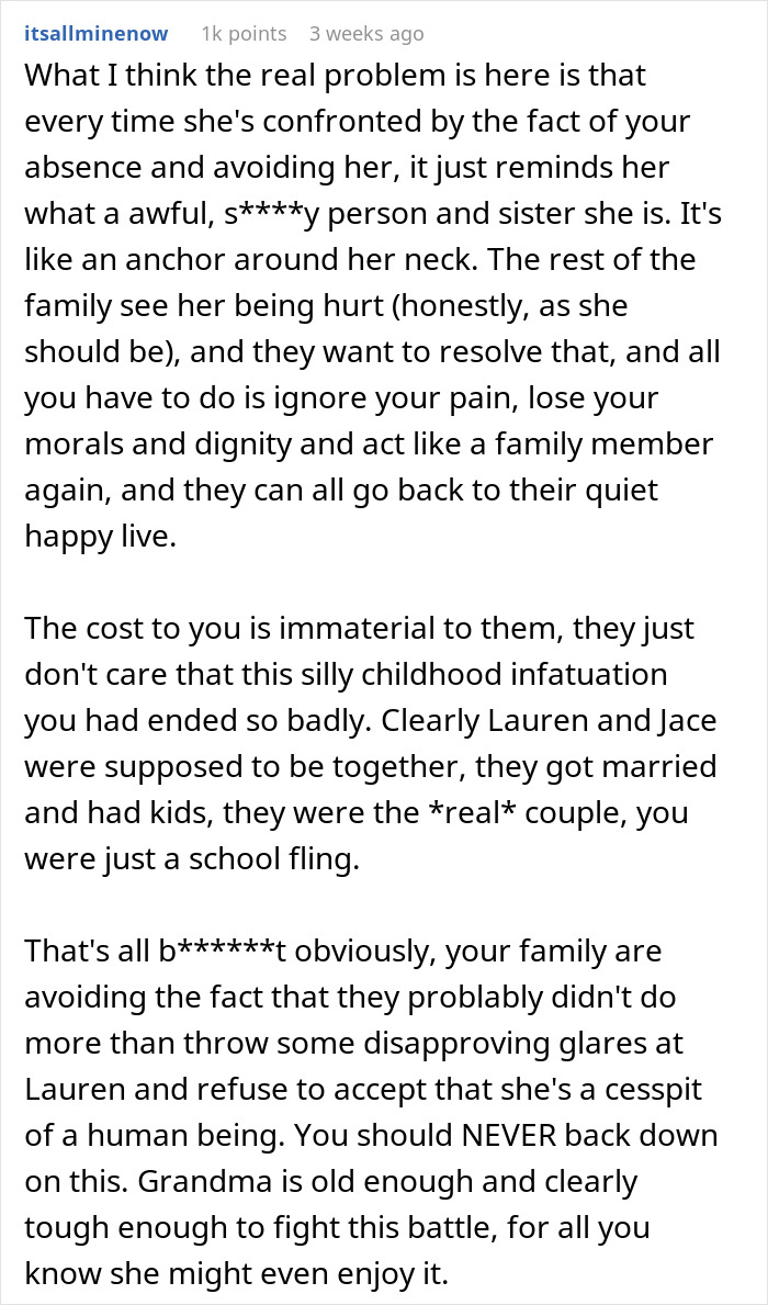 Text image discussing family tension after a man's death, centered on a woman's decision not to rekindle ties with her sister. Text image discussing family tension after a man's death, centered on a woman's decision not to rekindle ties with her sister.