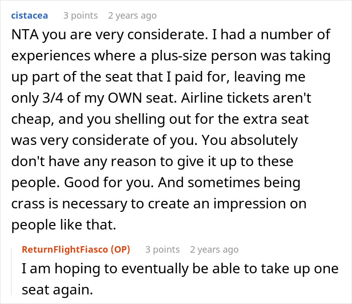 Plus-size woman books two plane seats, receives criticism for not sharing. Plus-size woman books two plane seats, receives criticism for not sharing.