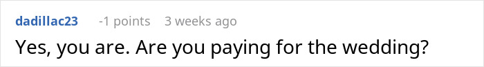 Comment questioning leaving a friend's wedding early without plus one. Comment questioning leaving a friend's wedding early without plus one.