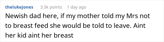 Comment defends breastfeeding rights after a mother's objection. Comment defends breastfeeding rights after a mother's objection.