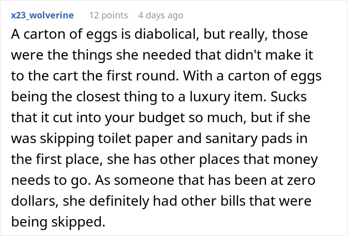 Reddit comment on a financial struggle, highlighting difficulty affording basic items like eggs, leading to a charity event. Reddit comment on a financial struggle, highlighting difficulty affording basic items like eggs, leading to a charity event.