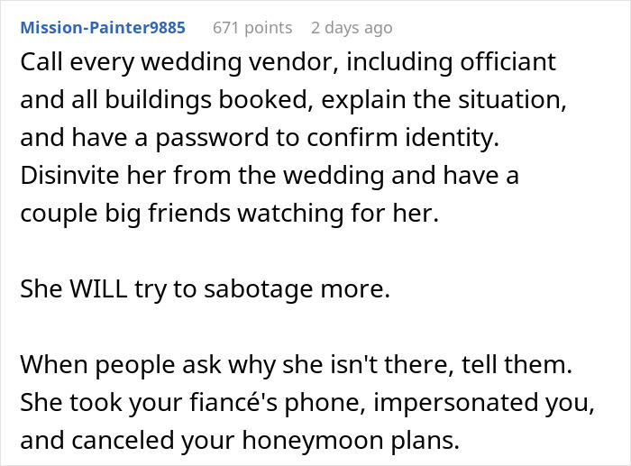 Text detailing MIL canceling son's honeymoon and advice to address the situation. Text detailing MIL canceling son's honeymoon and advice to address the situation.