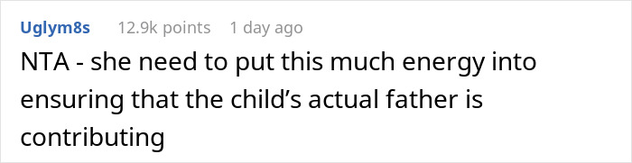 Reddit comment discussing responsibility of child support from affair. Reddit comment discussing responsibility of child support from affair.