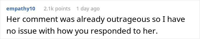 Comment discussing a woman's response to rude comments about breastfeeding. Comment discussing a woman's response to rude comments about breastfeeding.