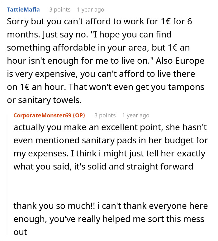 Screenshot of online discussion about woman refusing unfair babysitting pay and concerns over low wages for newborn care. Screenshot of online discussion about woman refusing unfair babysitting pay and concerns over low wages for newborn care.