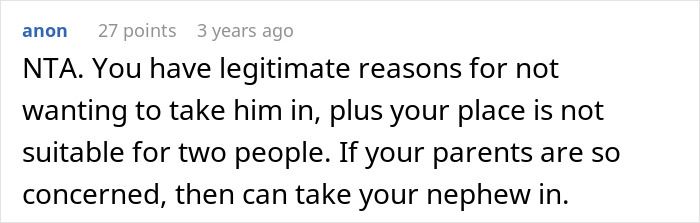 Reddit comment discussing reasons someone cannot take care of an autistic cousin. Reddit comment discussing reasons someone cannot take care of an autistic cousin.