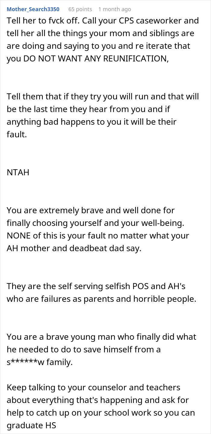 Text post about mom making 16YO be man of the house, with advice and encouragement from commenters. Text post about mom making 16YO be man of the house, with advice and encouragement from commenters.