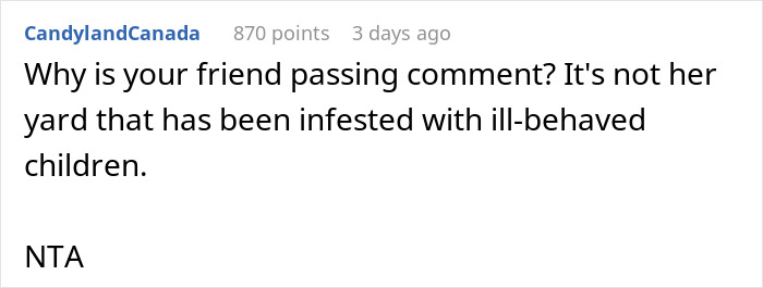 Commenter's response defending woman who buys swing set amid friend accusing her of flexing wealth and ruining childhoods. Commenter's response defending woman who buys swing set amid friend accusing her of flexing wealth and ruining childhoods.