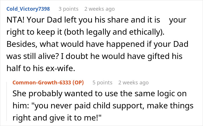 Discussion on inheritance and keeping money from a parent's apartment sale. Discussion on inheritance and keeping money from a parent's apartment sale.