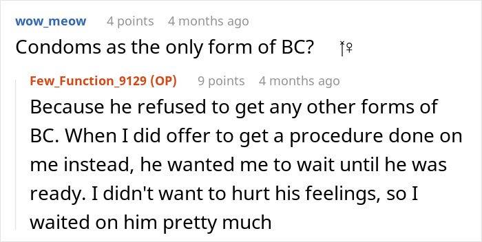 Reddit thread discussing birth control options, focusing on condoms and personal decisions. Reddit thread discussing birth control options, focusing on condoms and personal decisions.