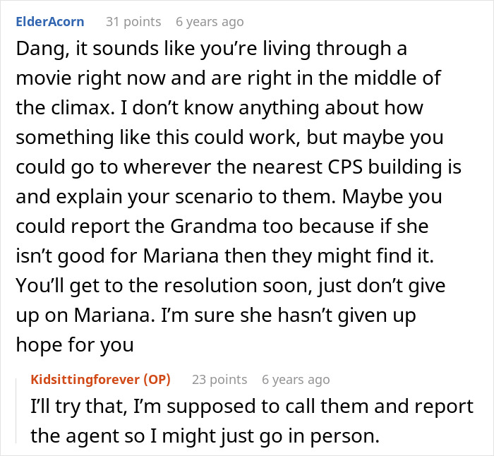 Discussion about babysitting situation and reporting to CPS. Discussion about babysitting situation and reporting to CPS.