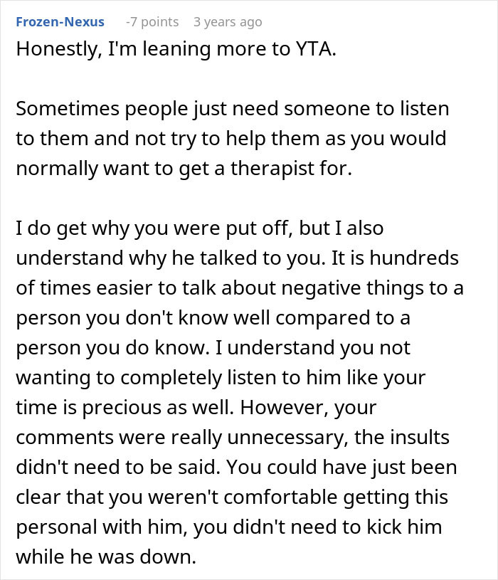 Text response discussing oversharing and reactions, analyzing social interaction related to personal boundaries. Text response discussing oversharing and reactions, analyzing social interaction related to personal boundaries.