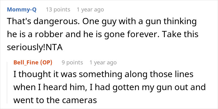 Screenshot of online comments discussing a dad catching his teen son creeping around neighbor’s yard at night. Screenshot of online comments discussing a dad catching his teen son creeping around neighbor’s yard at night.