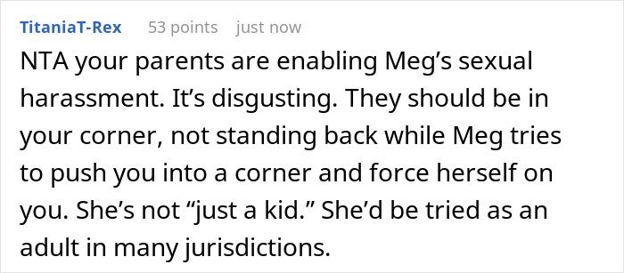 Text image discussing parental enabling of harassment and calling for accountability. Text image discussing parental enabling of harassment and calling for accountability.