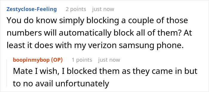 Reddit users discuss spam callers and blocking them on phones. Reddit users discuss spam callers and blocking them on phones.