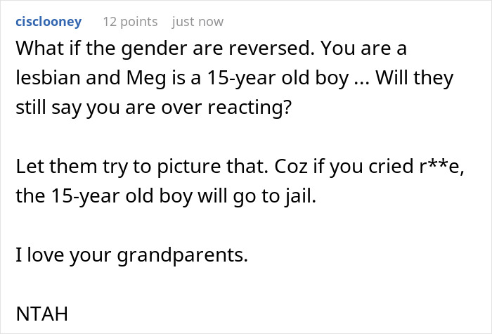 Text exchange discussing harassment and gender roles with a comment defending the teen's perspective. Text exchange discussing harassment and gender roles with a comment defending the teen's perspective.