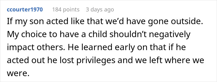 Reddit comment criticizing entitled parenting at a bowling alley, emphasizing responsible child behavior. Reddit comment criticizing entitled parenting at a bowling alley, emphasizing responsible child behavior.